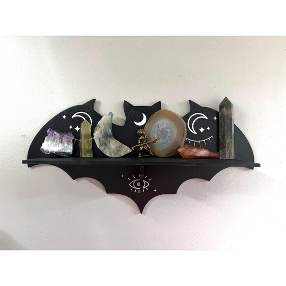 Unbranded Other - Gothic Bat Crystal Shelf — 16x8” | Witchy Crystal Display | Protection & Spiritu